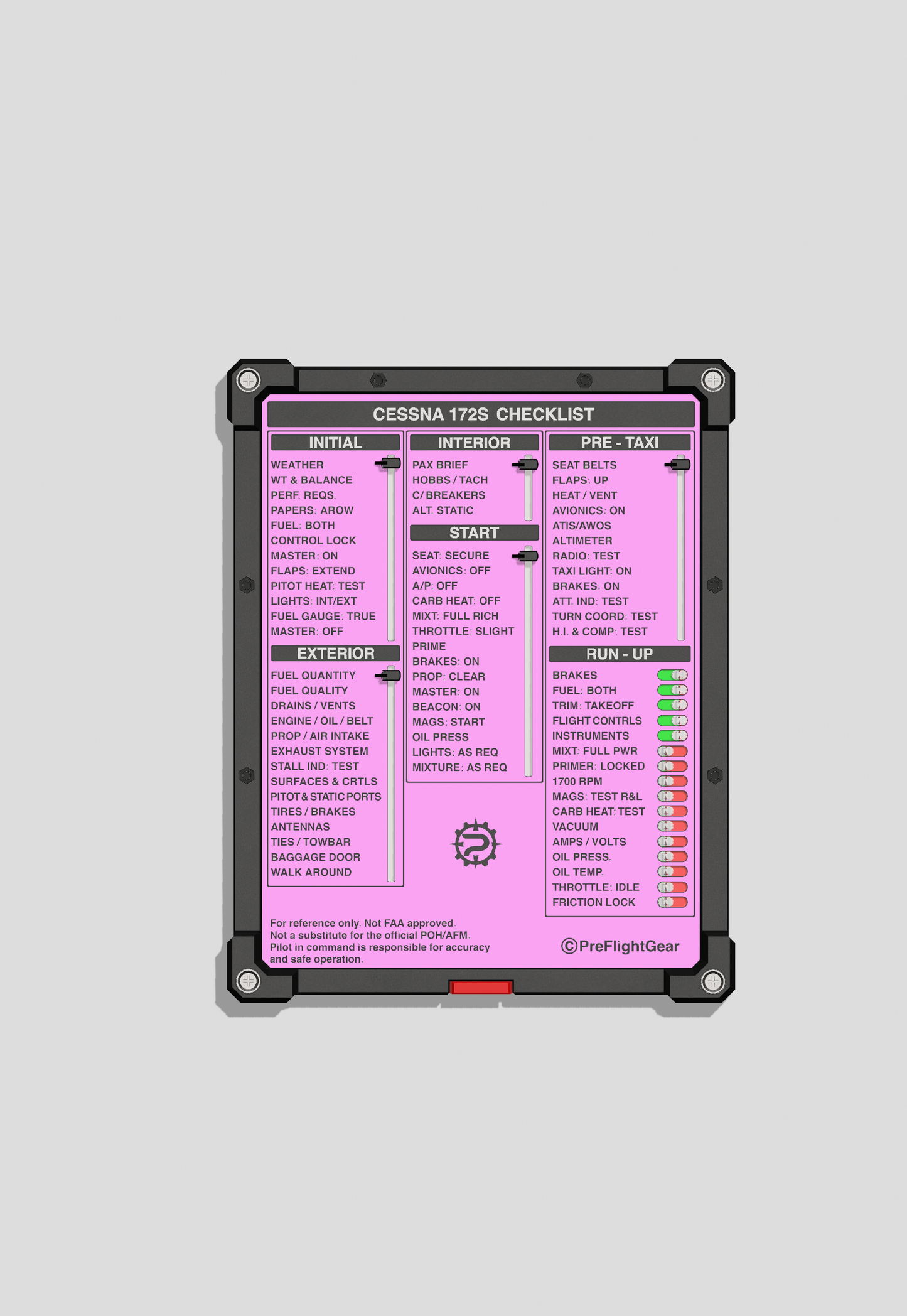 PFG Dual-Sided Tactile Checklist